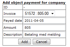 Add payment screendump