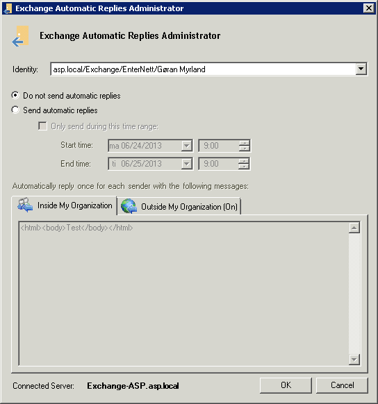 Exchange - autoreply